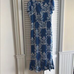 Rhode Blue and White Batik Design  Dress
size 12